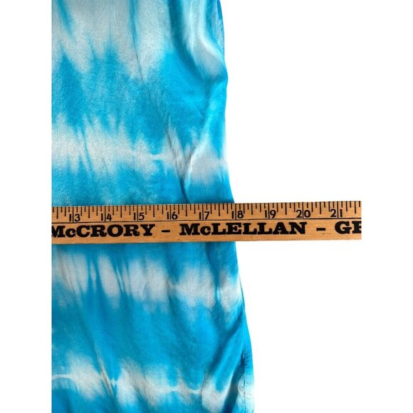 Calvin Klein Womens Top Small V Neck Tye Dyed Roll Tab Long Sleeve Blue Epaulet - Picture 9 of 10